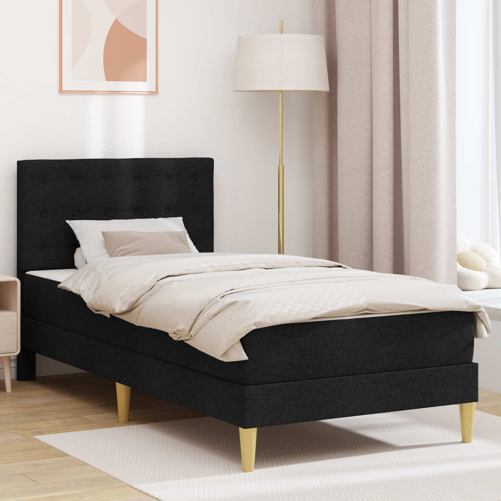 Bed frame with mattress Blue 100 x 200 cm fabric