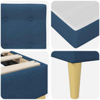 Estructura de cama con colchón Azul 100 x 200 cm tela