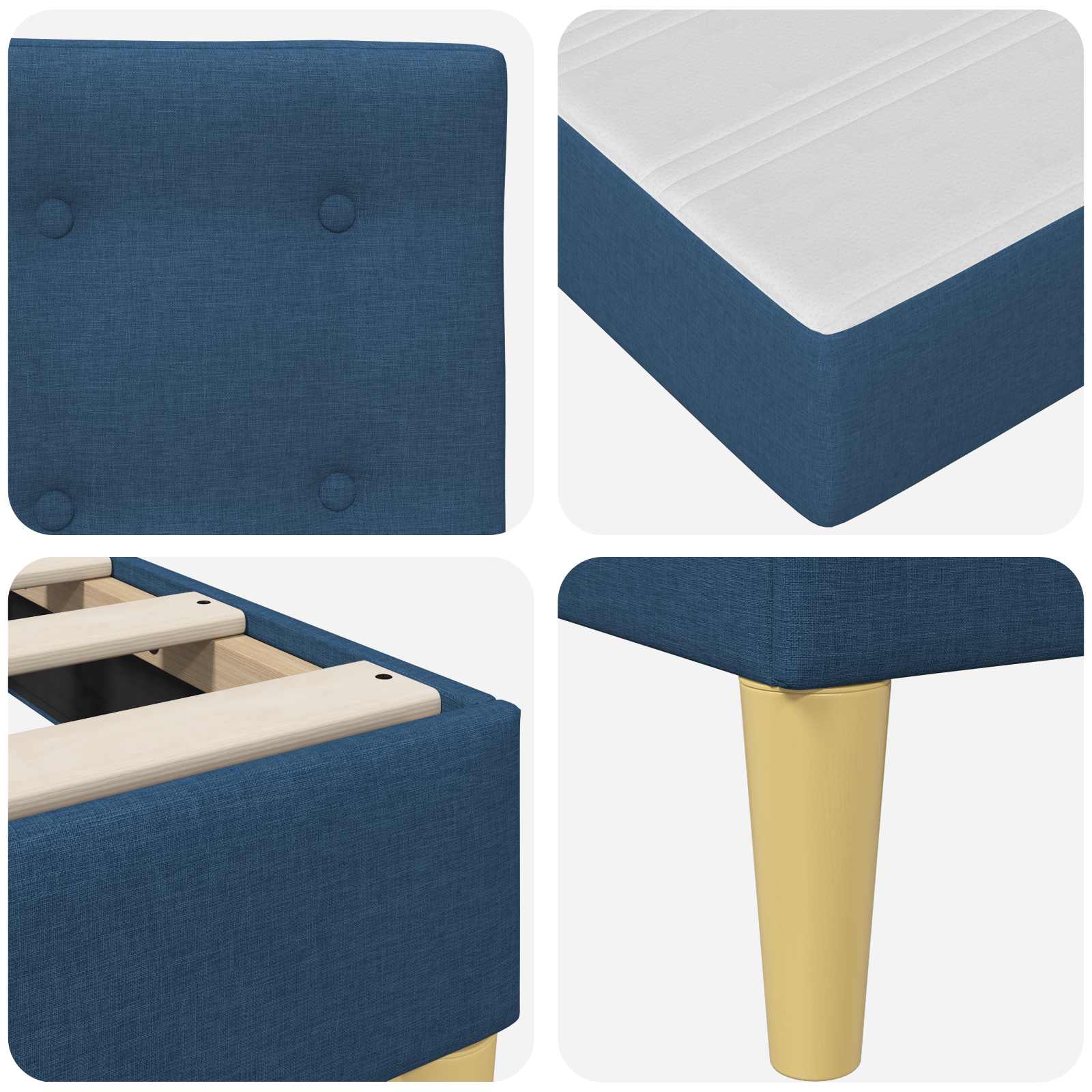 Estructura de cama con colchón Azul 100 x 200 cm tela