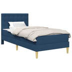 Estructura de cama con colchón Azul 100 x 200 cm tela
