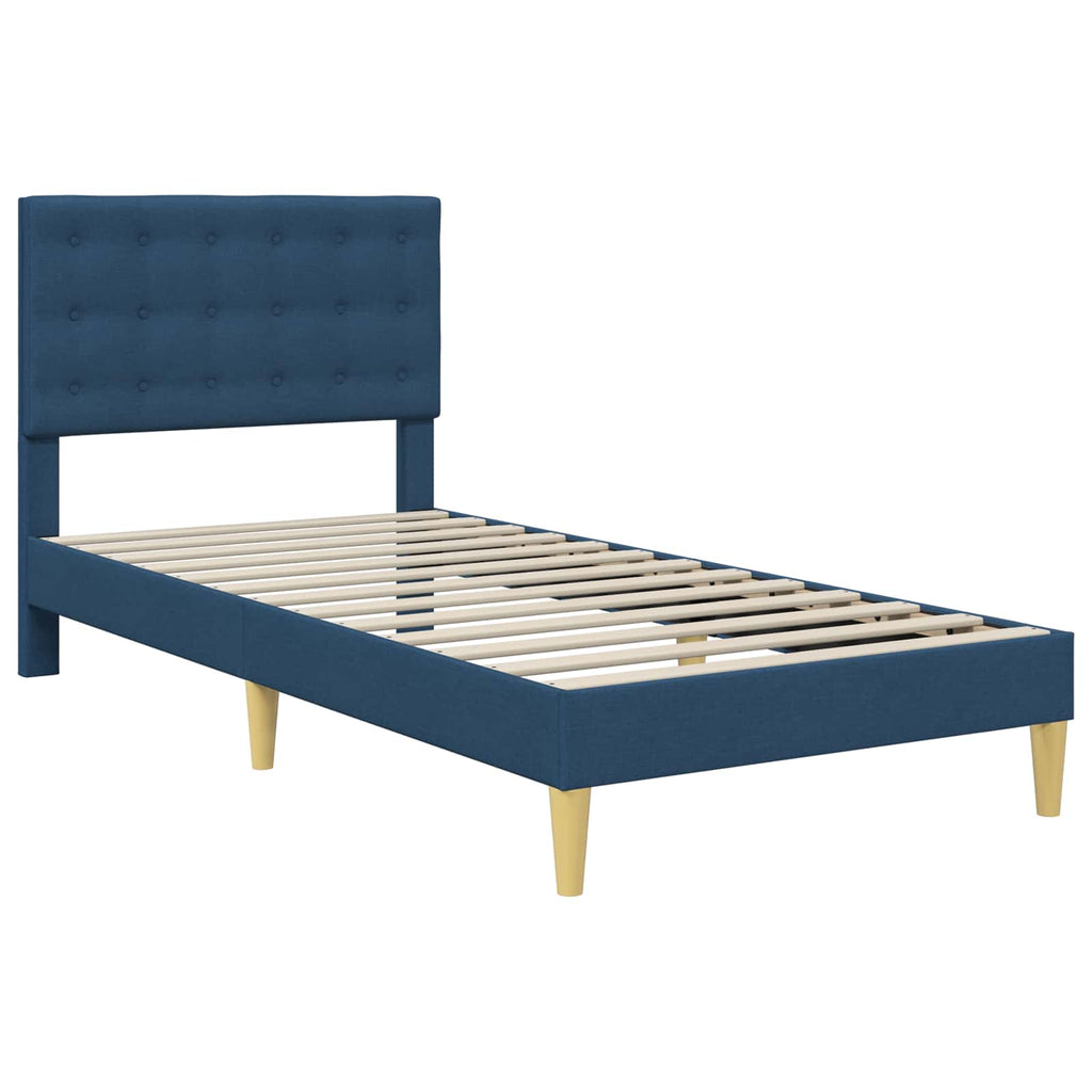 Estructura de cama con colchón Azul 100 x 200 cm tela