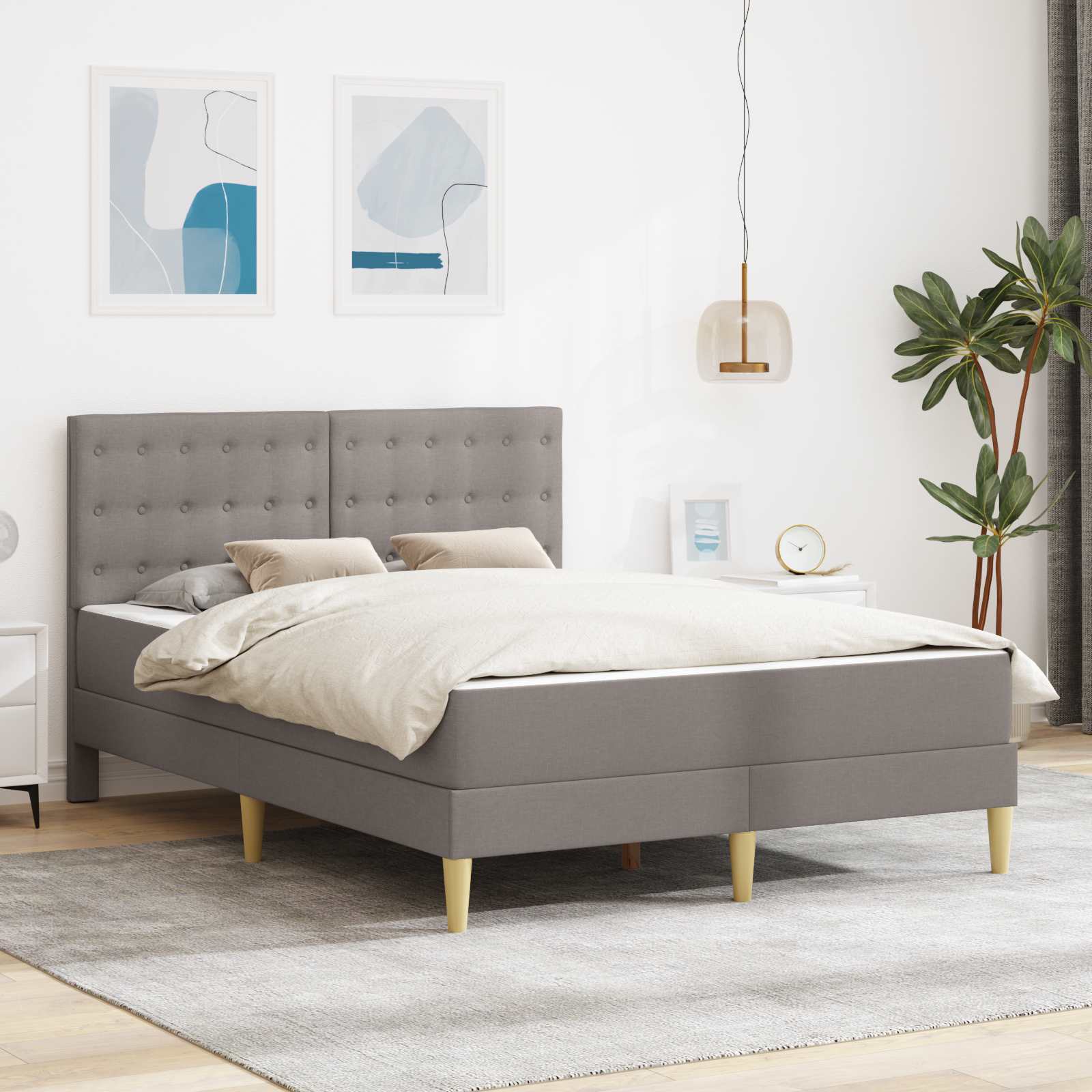 Bed frame with mattress Blue 100 x 200 cm fabric