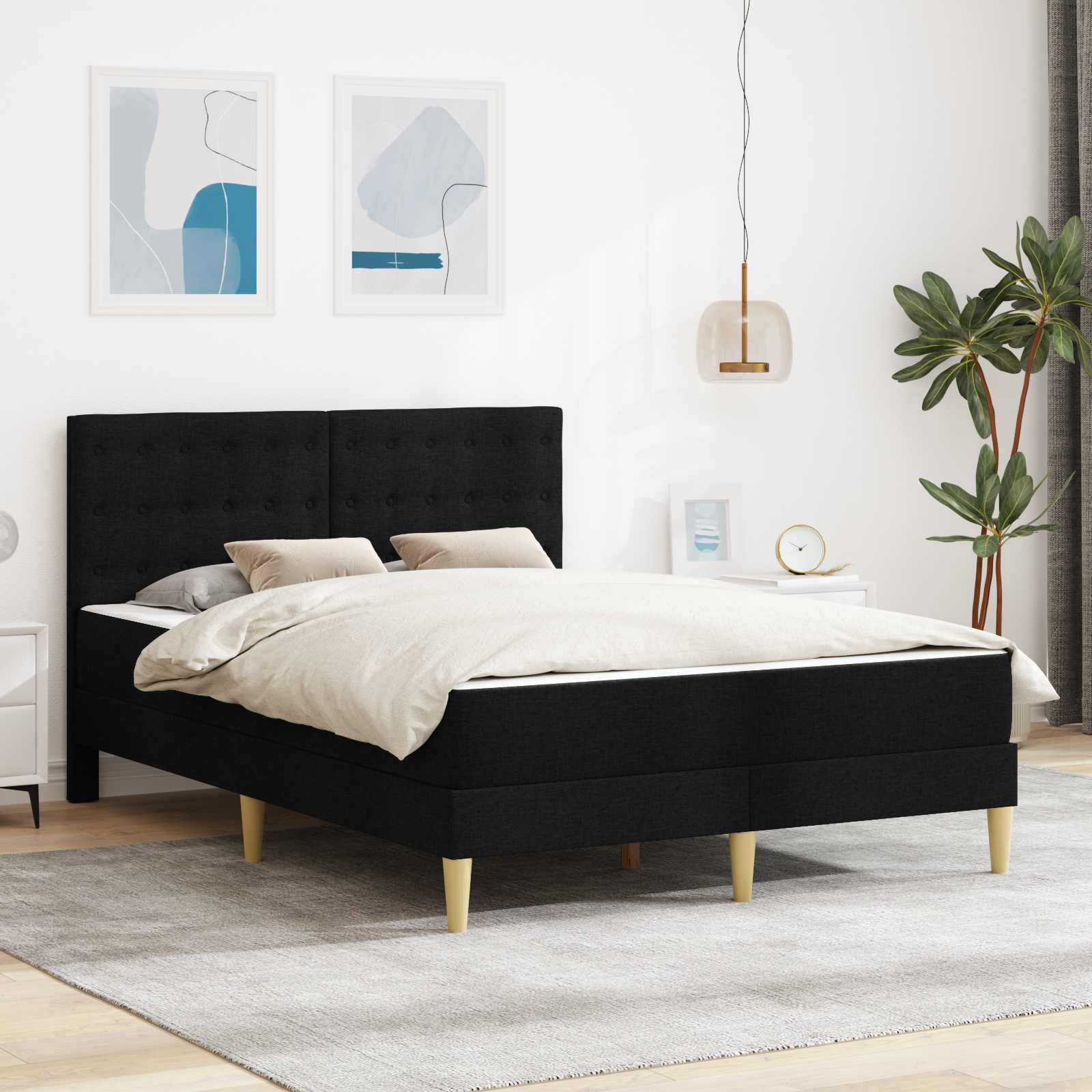 Bed frame with mattress Blue 100 x 200 cm fabric