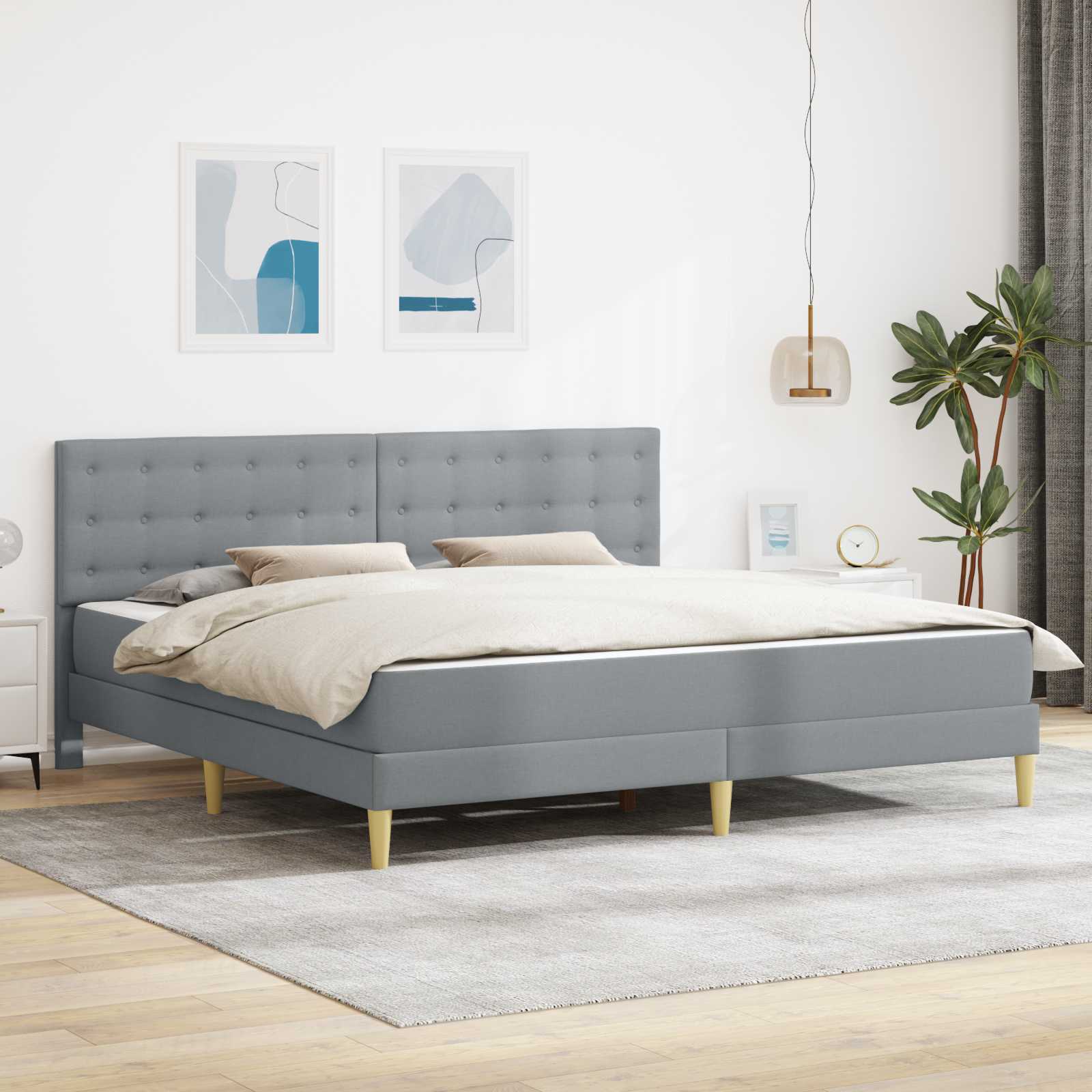 Bed frame with mattress Blue 100 x 200 cm fabric