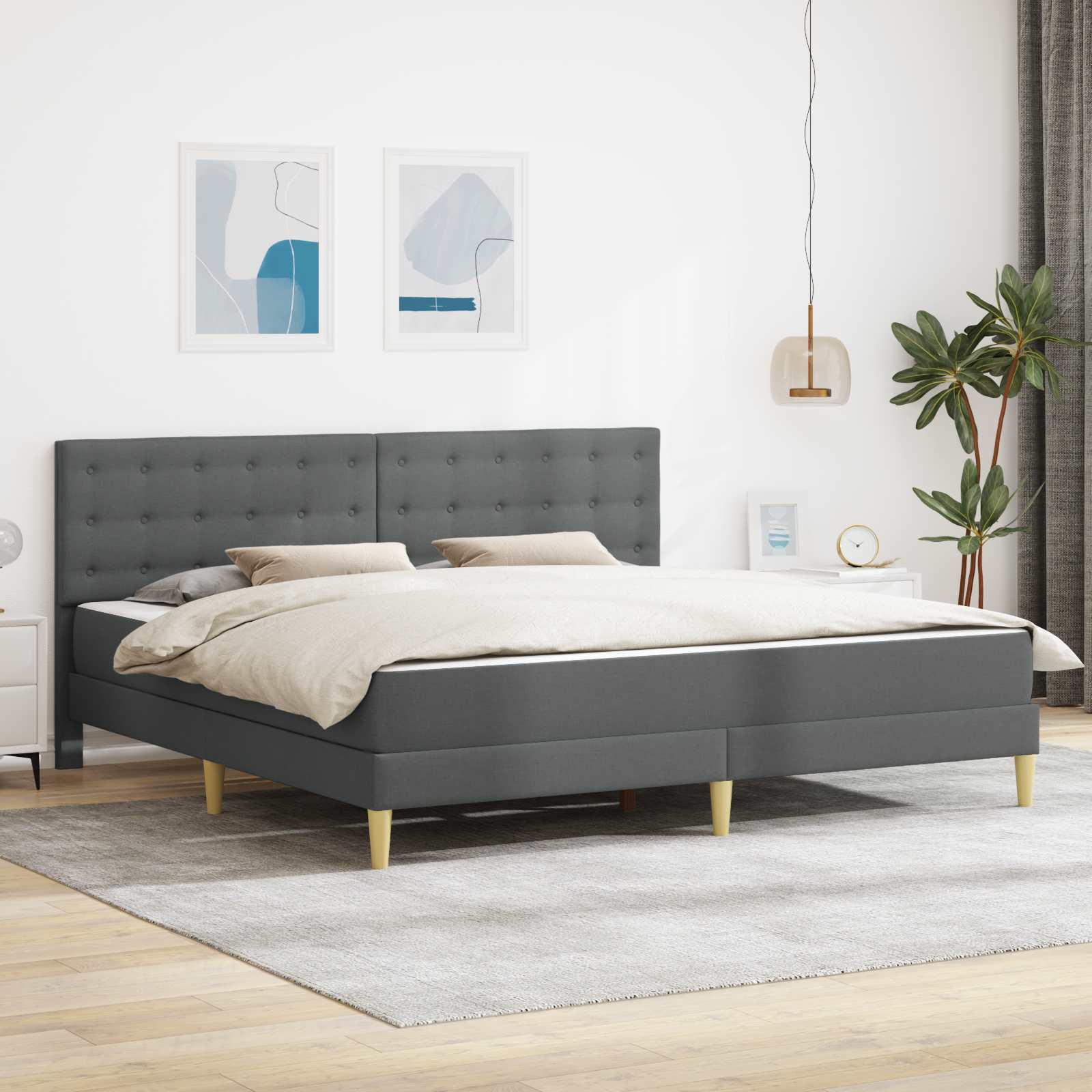 Bed frame with mattress Blue 100 x 200 cm fabric