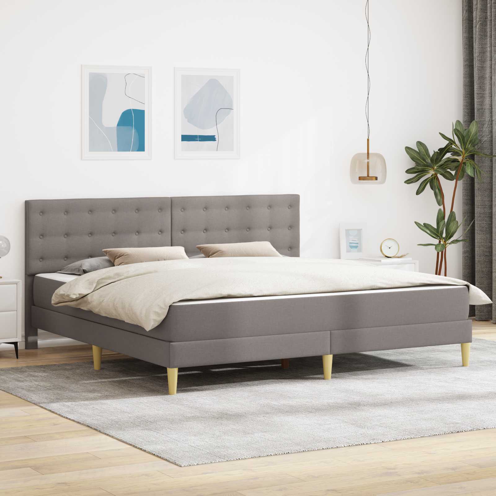 Bed frame with mattress Blue 100 x 200 cm fabric