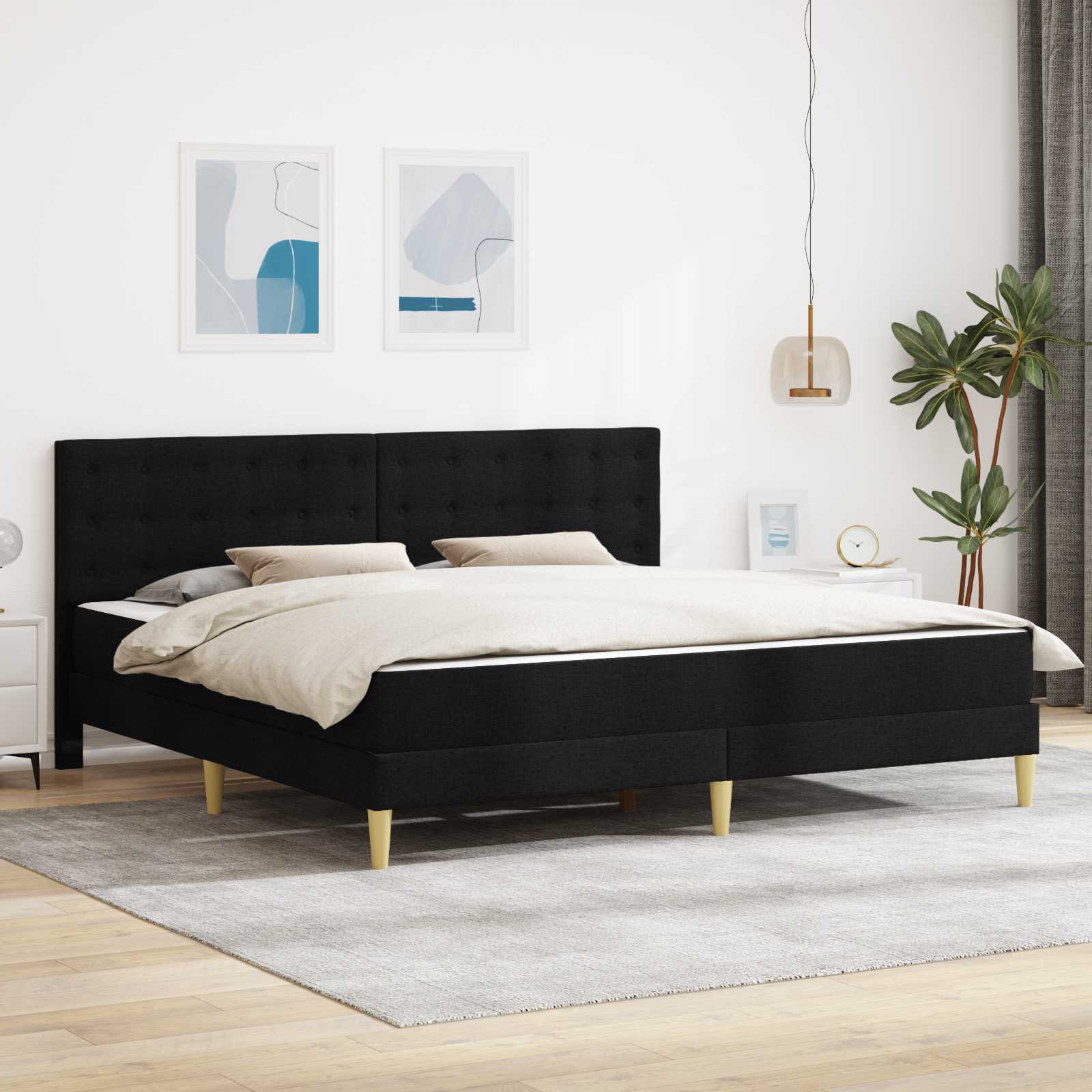 Bed frame with mattress Blue 100 x 200 cm fabric