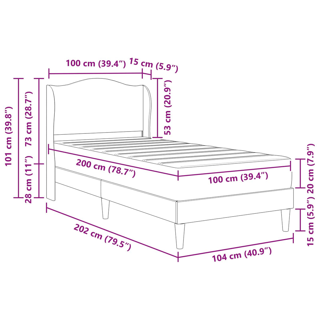 Estructura de cama Blanco 100 x 200 cm Cuero sintético