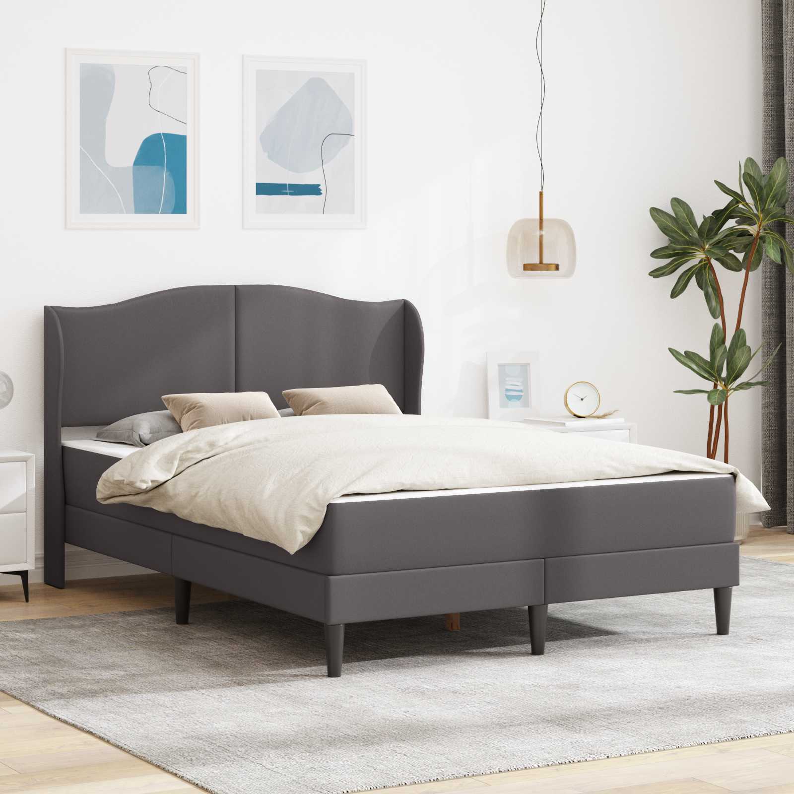 Estrutura de cama Branco 100 x 200 cm Couro sintético