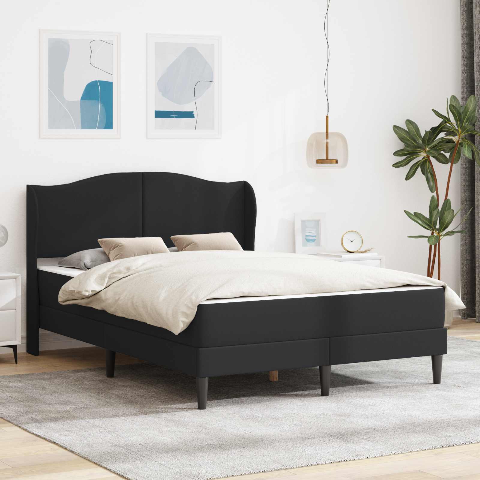 Estrutura de cama Branco 100 x 200 cm Couro sintético