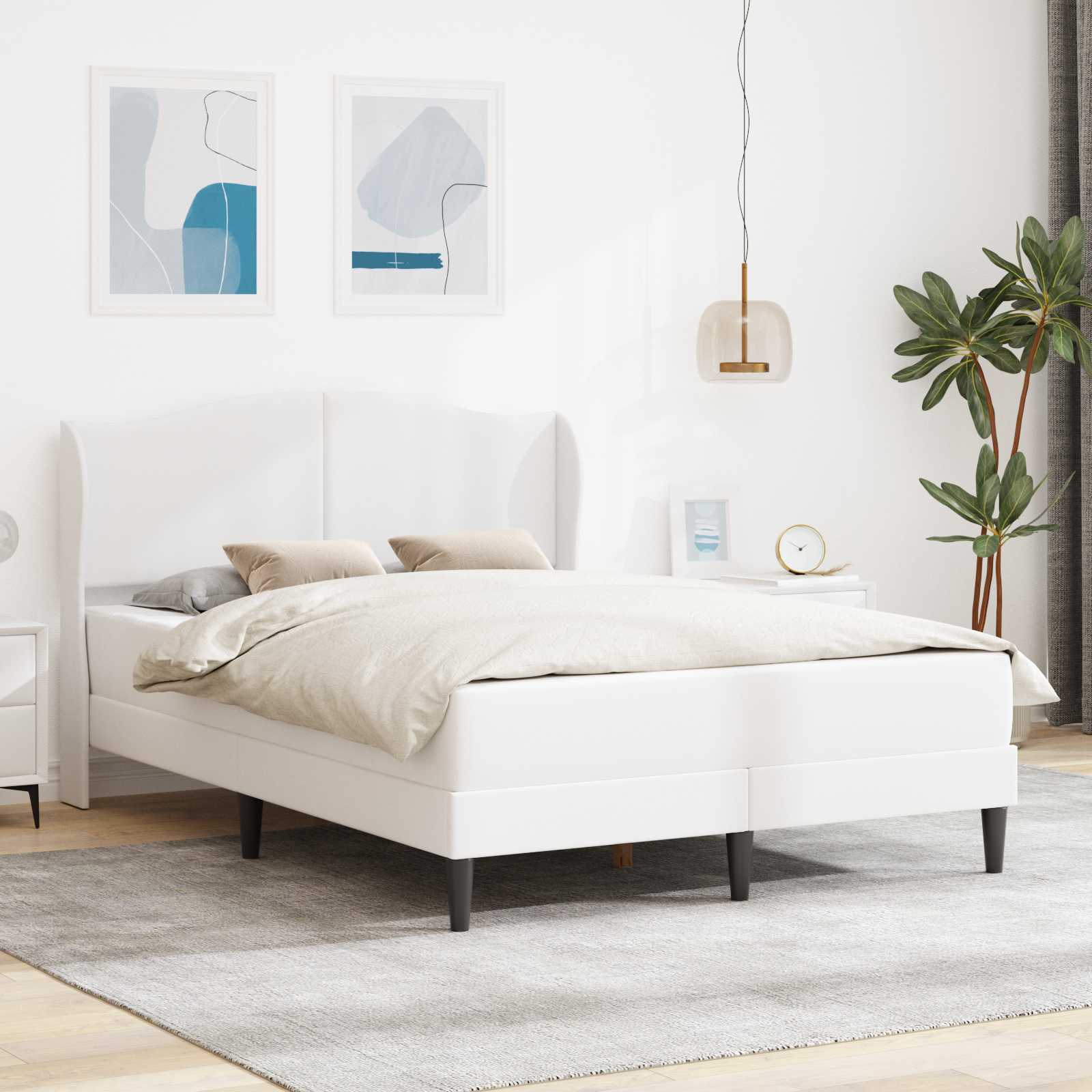 Estrutura de cama Branco 100 x 200 cm Couro sintético