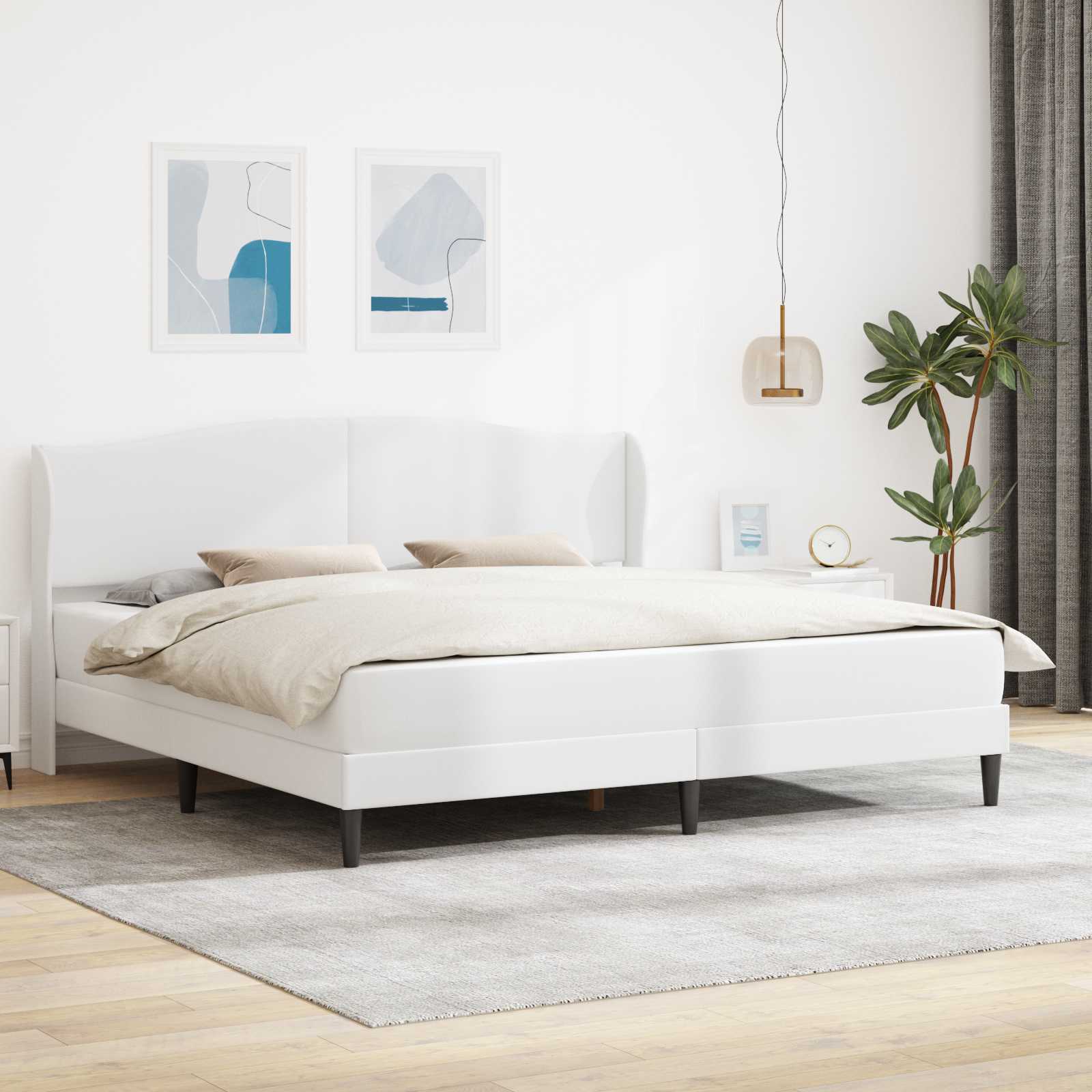 Estrutura de cama Branco 100 x 200 cm Couro sintético