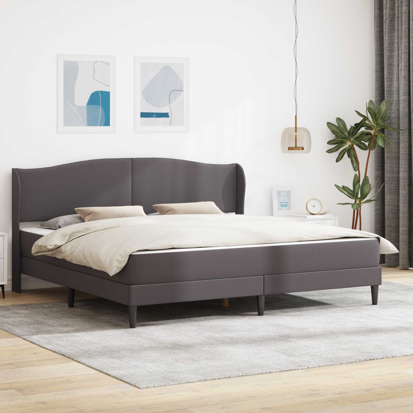 Estrutura de cama Branco 100 x 200 cm Couro sintético