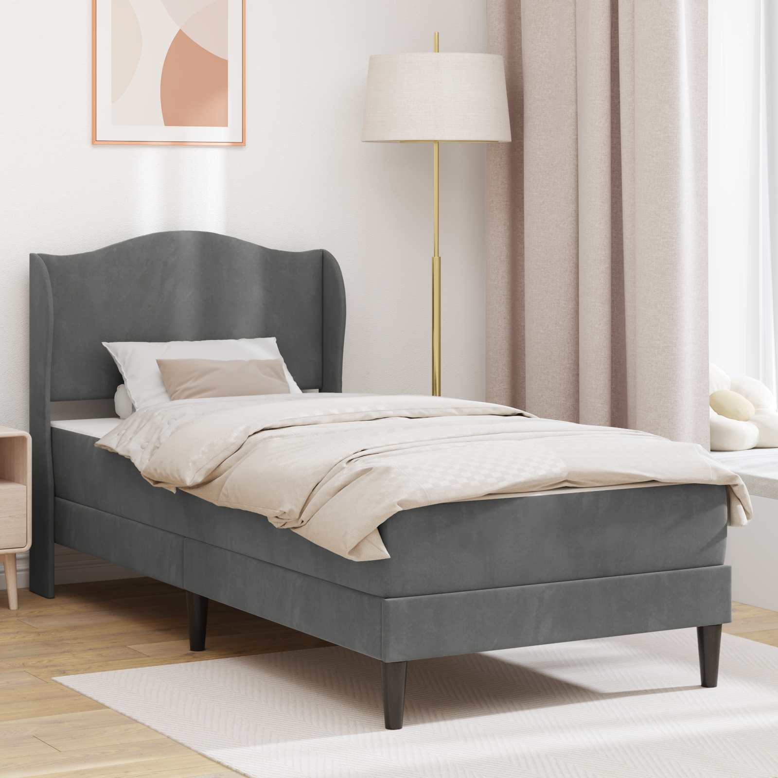 Estrutura de Cama 2 Peças Azul 120 x 190 cm Veludo