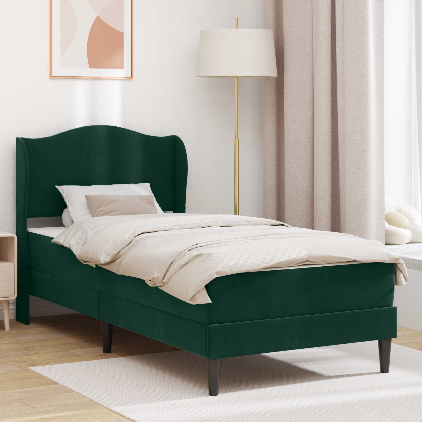 Estrutura de Cama 2 Peças Azul 120 x 190 cm Veludo