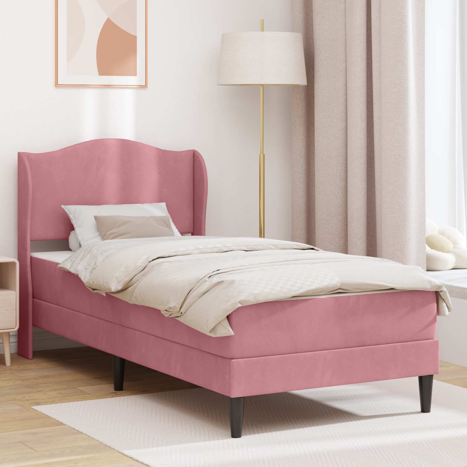 Estrutura de Cama 2 Peças Azul 120 x 190 cm Veludo