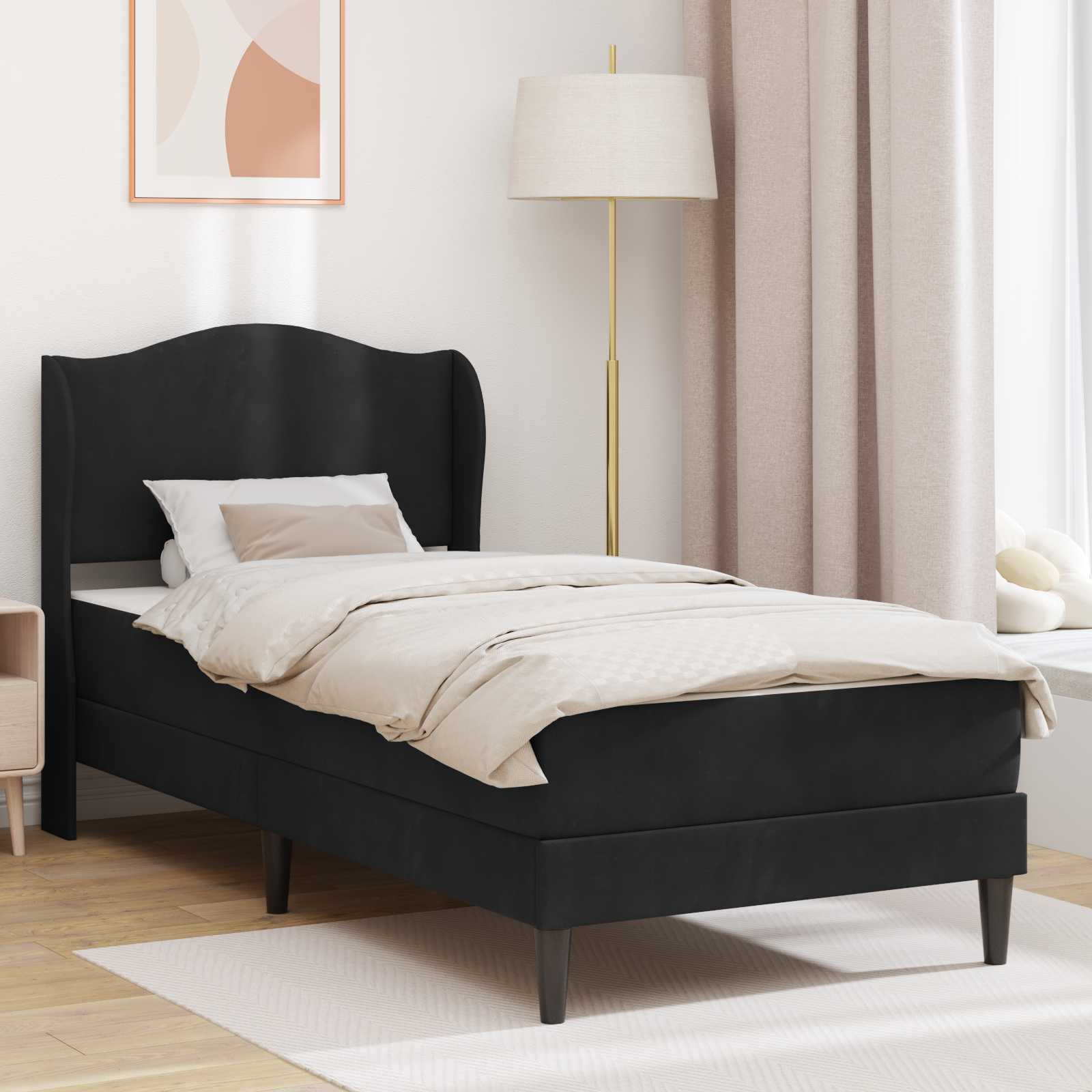 Estrutura de Cama 2 Peças Azul 120 x 190 cm Veludo