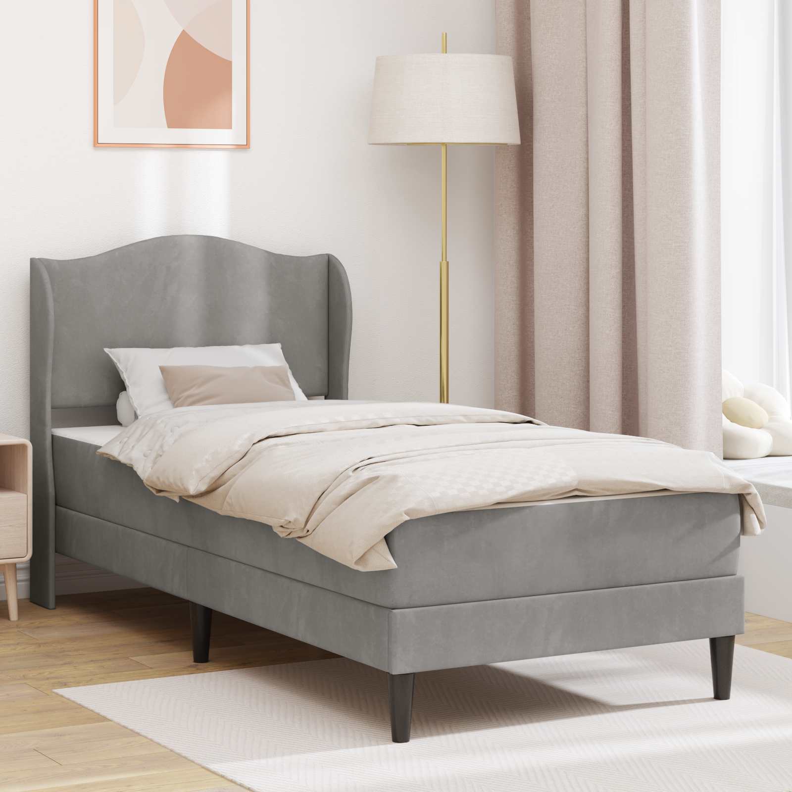 Estrutura de Cama 2 Peças Azul 120 x 190 cm Veludo