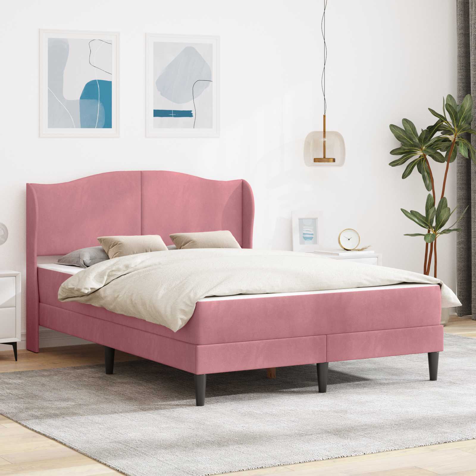 Estrutura de Cama 2 Peças Azul 120 x 190 cm Veludo