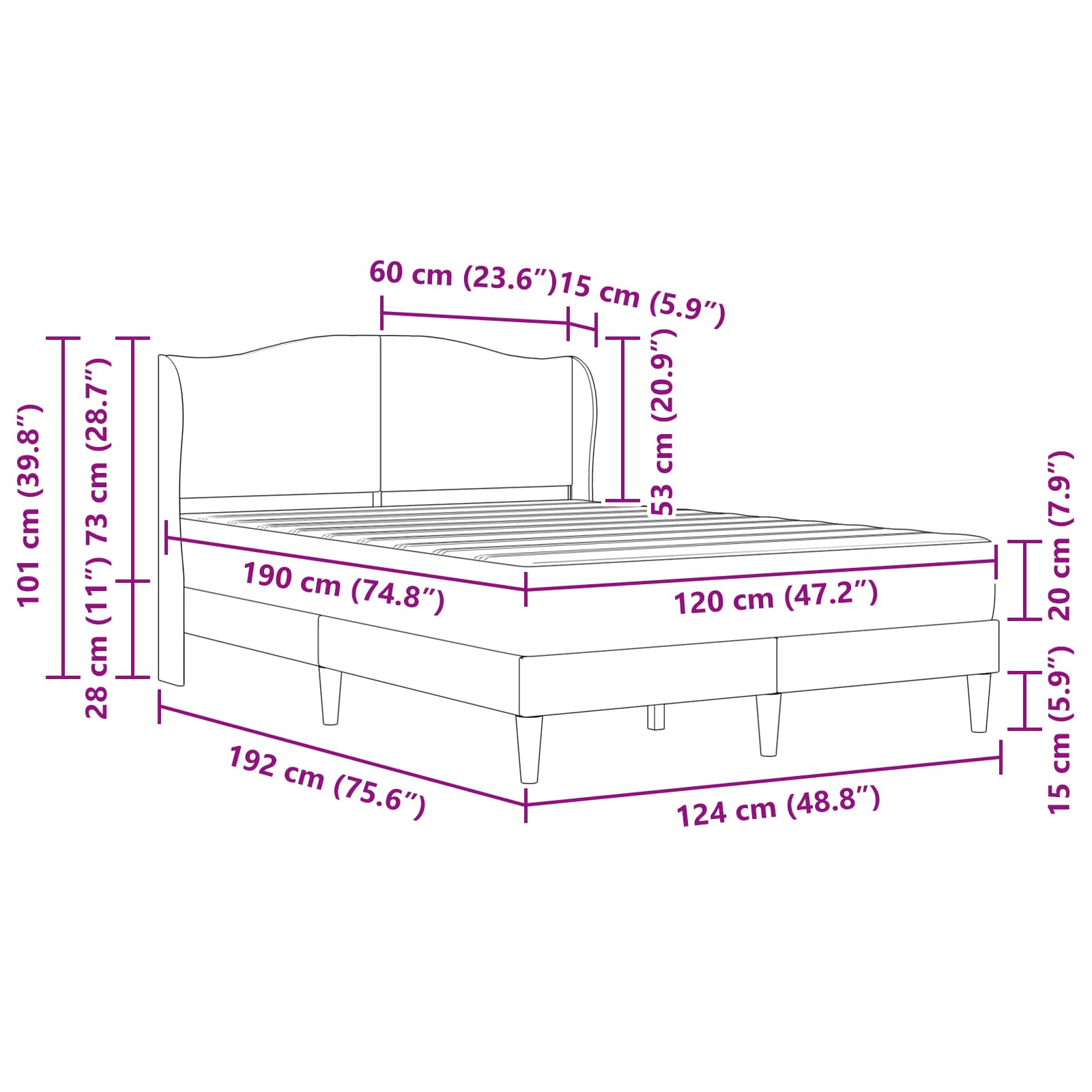 Estructura de cama 2 pcs Azul 120 x 190 cm Terciopelo