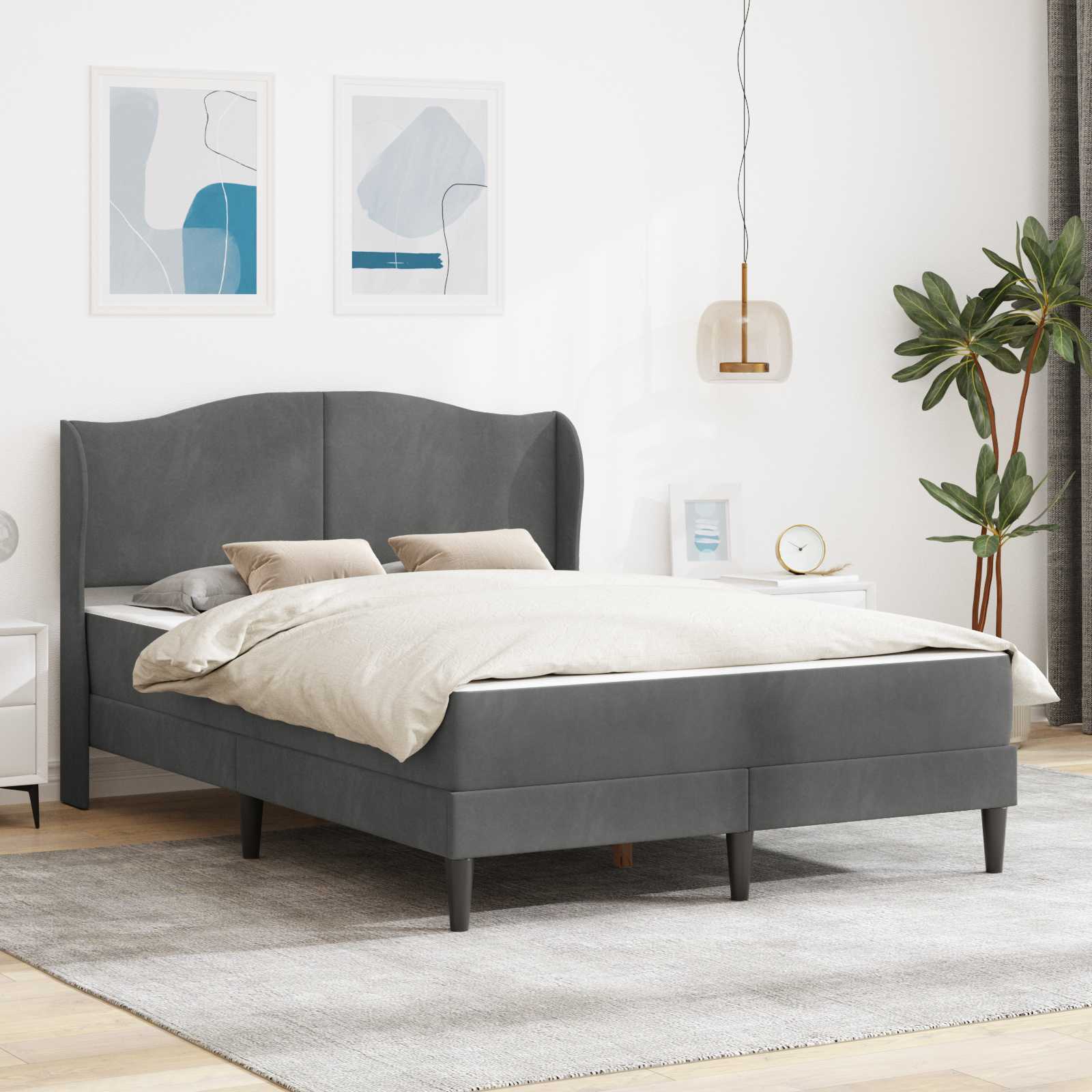 Estrutura de Cama 2 Peças Azul 120 x 190 cm Veludo