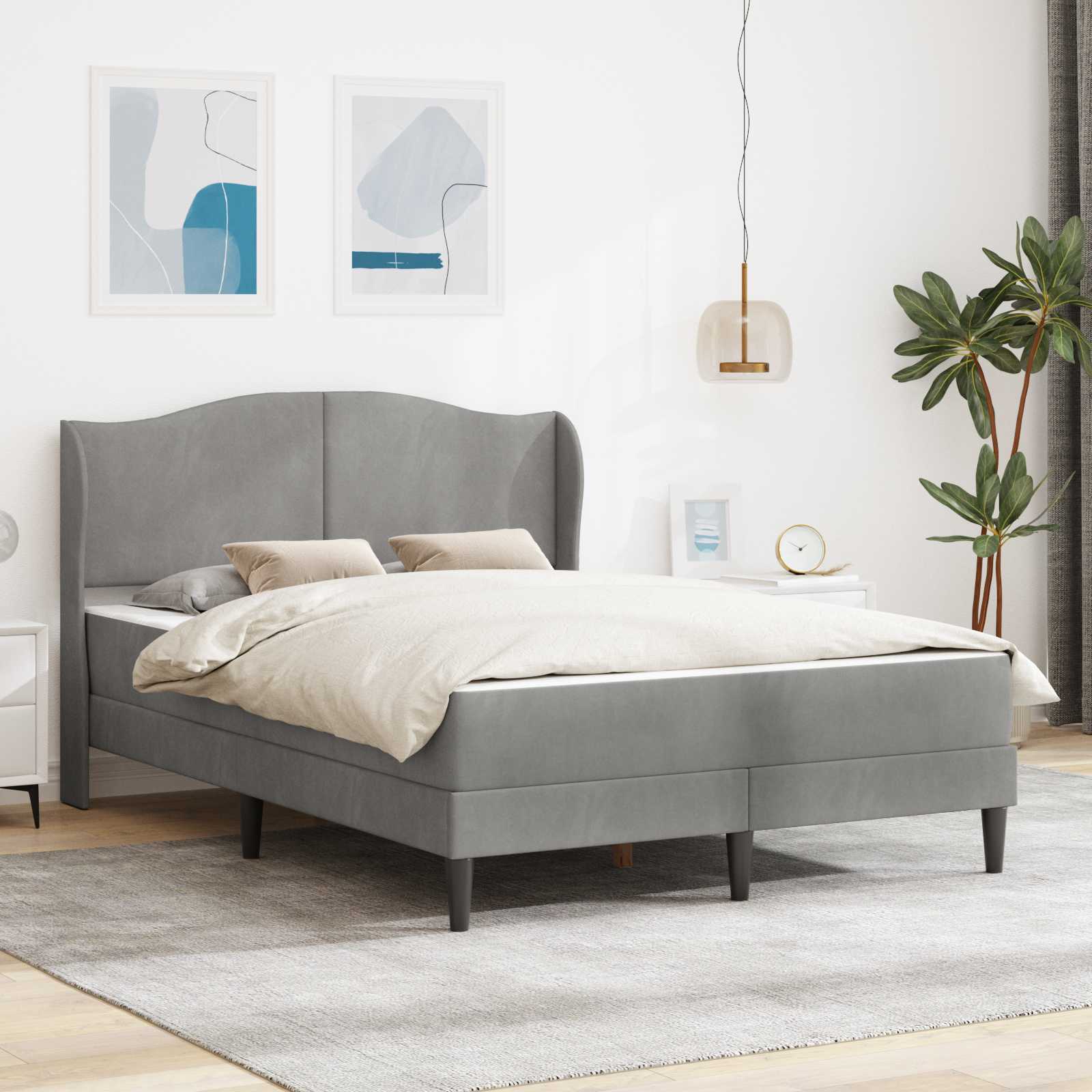 Estrutura de Cama 2 Peças Azul 120 x 190 cm Veludo
