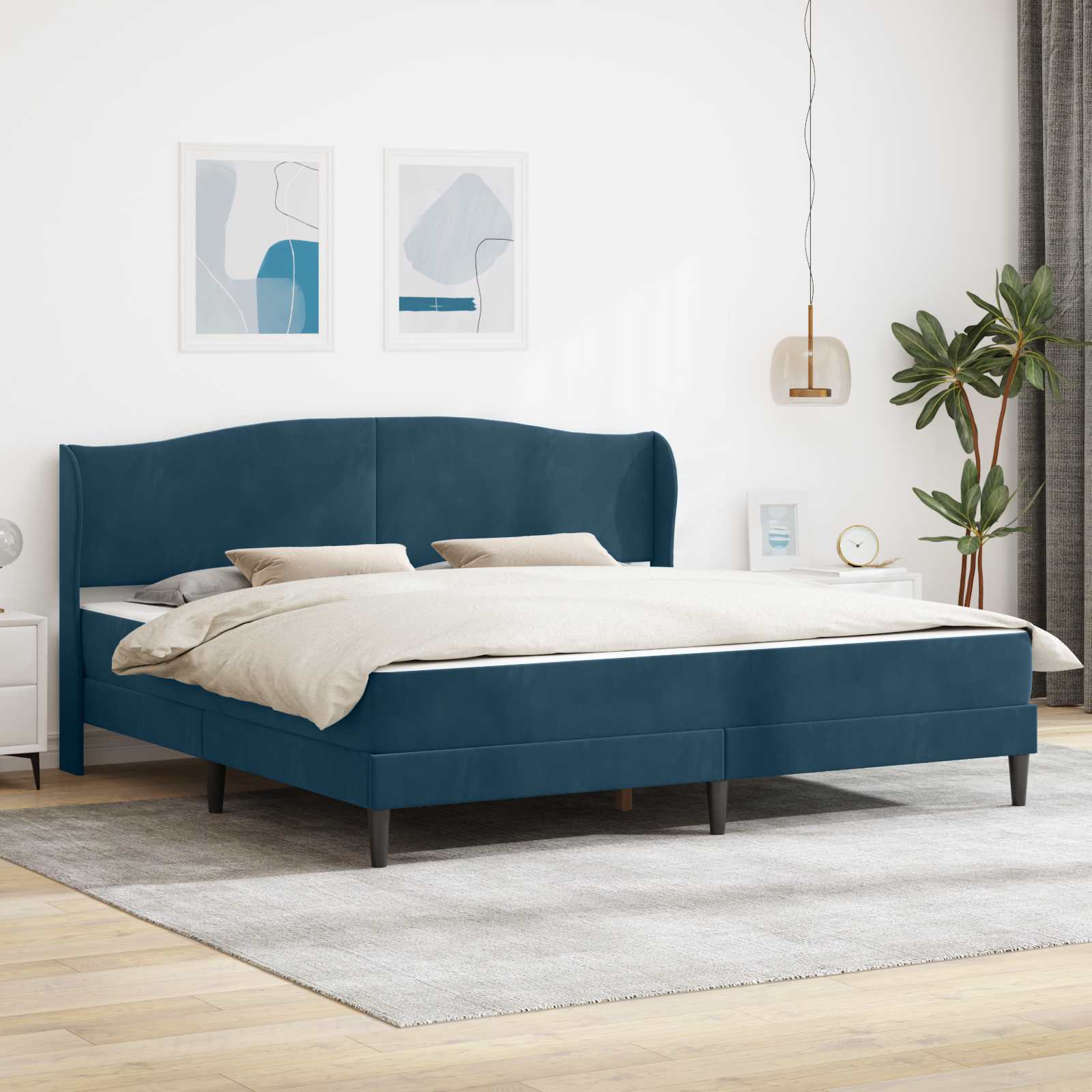 Estrutura de Cama 2 Peças Azul 120 x 190 cm Veludo