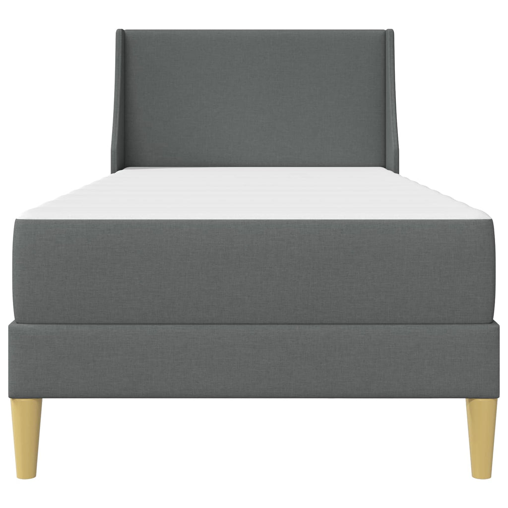 Estructura de cama con colchón Gris oscuro 90 x 200 cm tela
