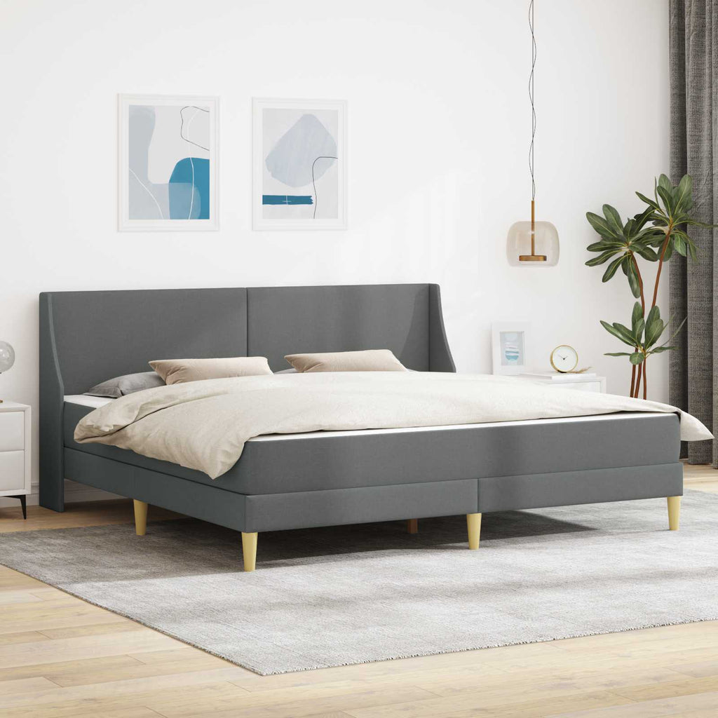Estructura de cama con colchón Gris oscuro 180 x 200 cm tela