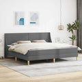Estructura de cama con colchón Gris oscuro 180 x 200 cm tela