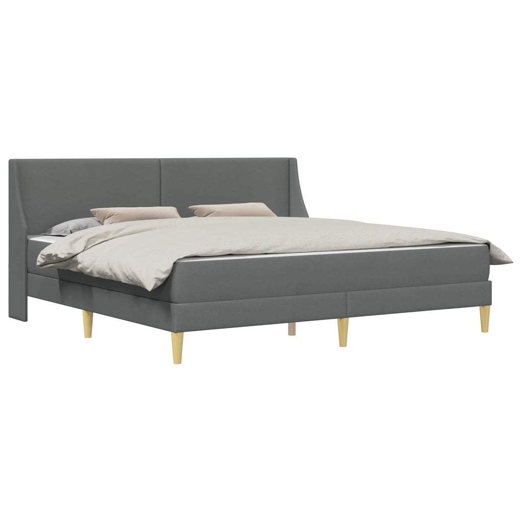 Estructura de cama con colchón Gris oscuro 180 x 200 cm tela