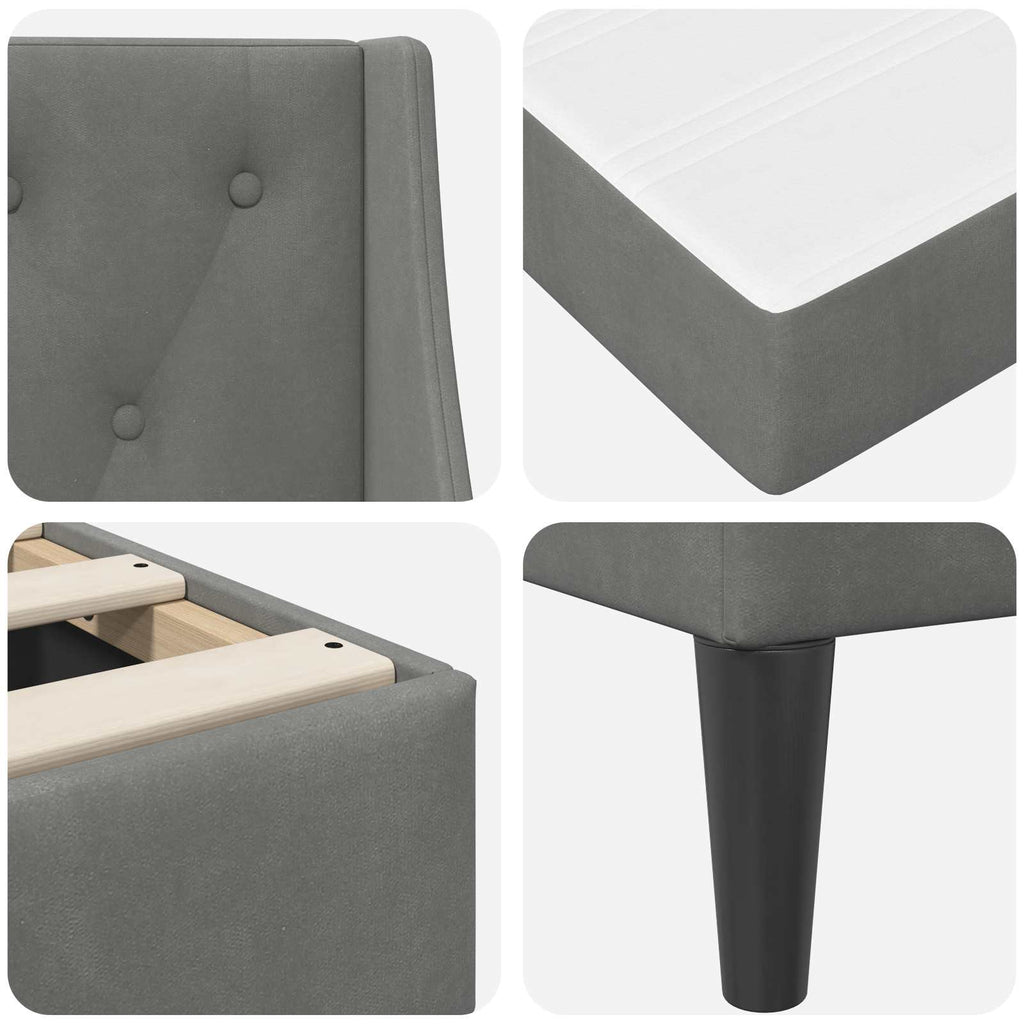 Estructura de cama con colchón Gris oscuro 200 x 200 cm
