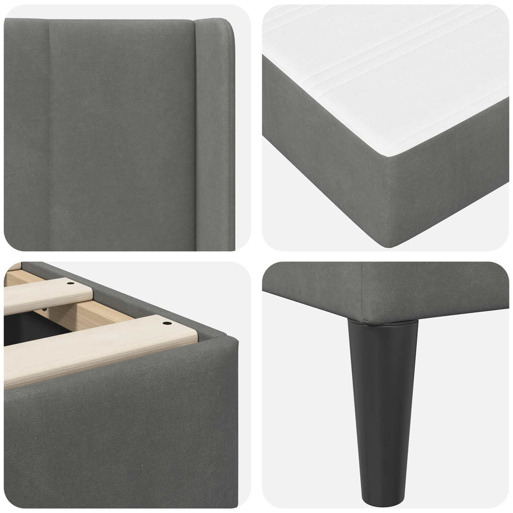 Estructura de cama con colchón Gris oscuro 200 x 200 cm