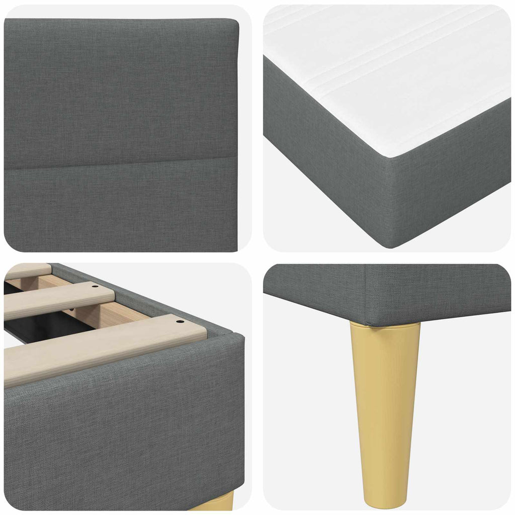 Estructura de cama con colchón Gris oscuro 180 x 200 cm tela