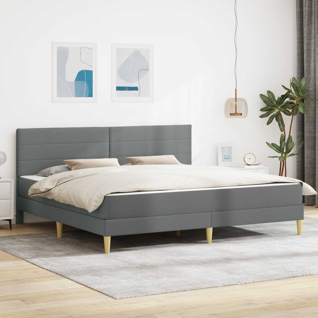 Estructura de cama con colchón Gris oscuro 180 x 200 cm tela