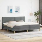 Estructura de cama con colchón Gris oscuro 180 x 200 cm tela