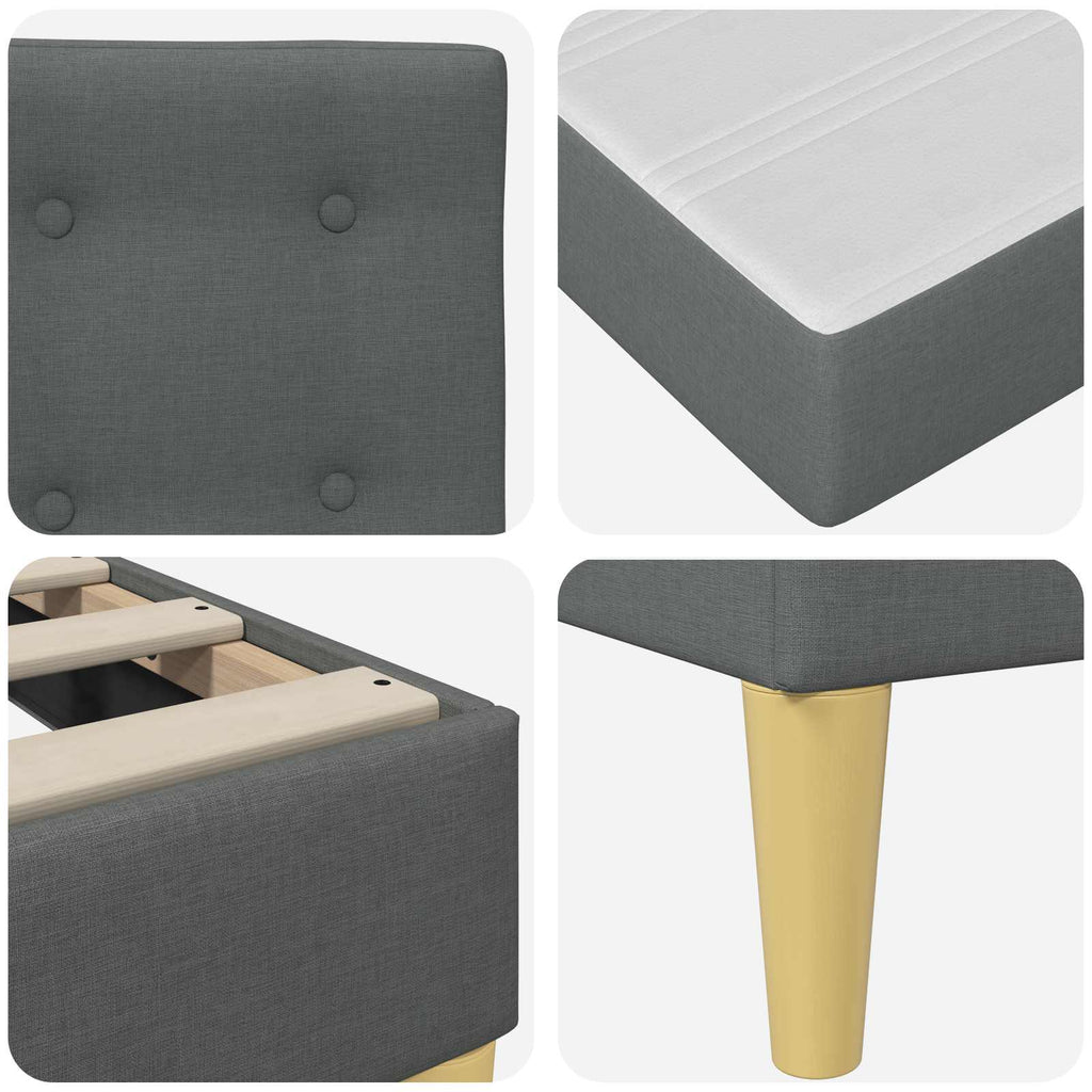 Estructura de cama con colchón Gris oscuro 180 x 200 cm tela