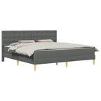 Estructura de cama con colchón Gris oscuro 180 x 200 cm tela