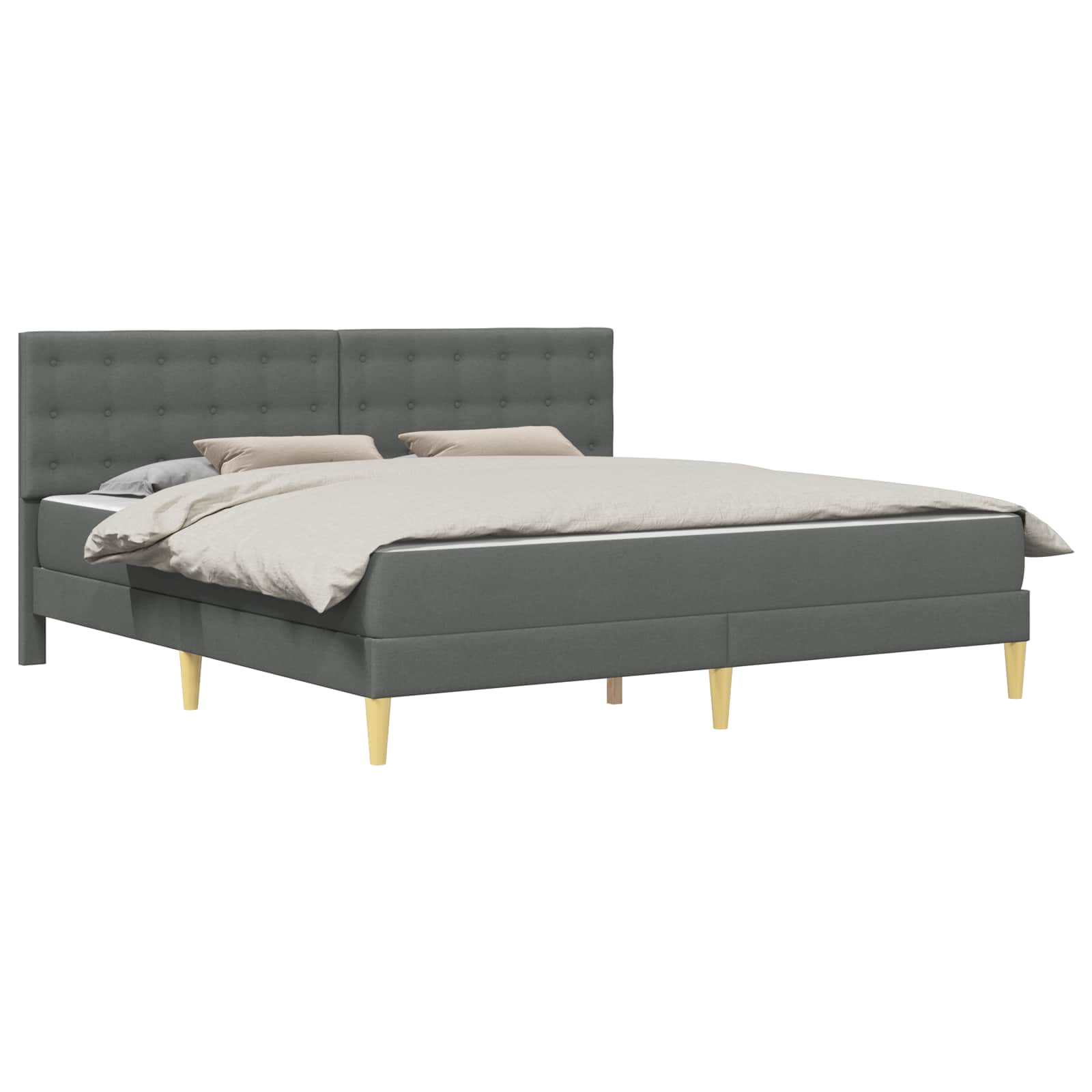 Estructura de cama con colchón Gris oscuro 180 x 200 cm tela