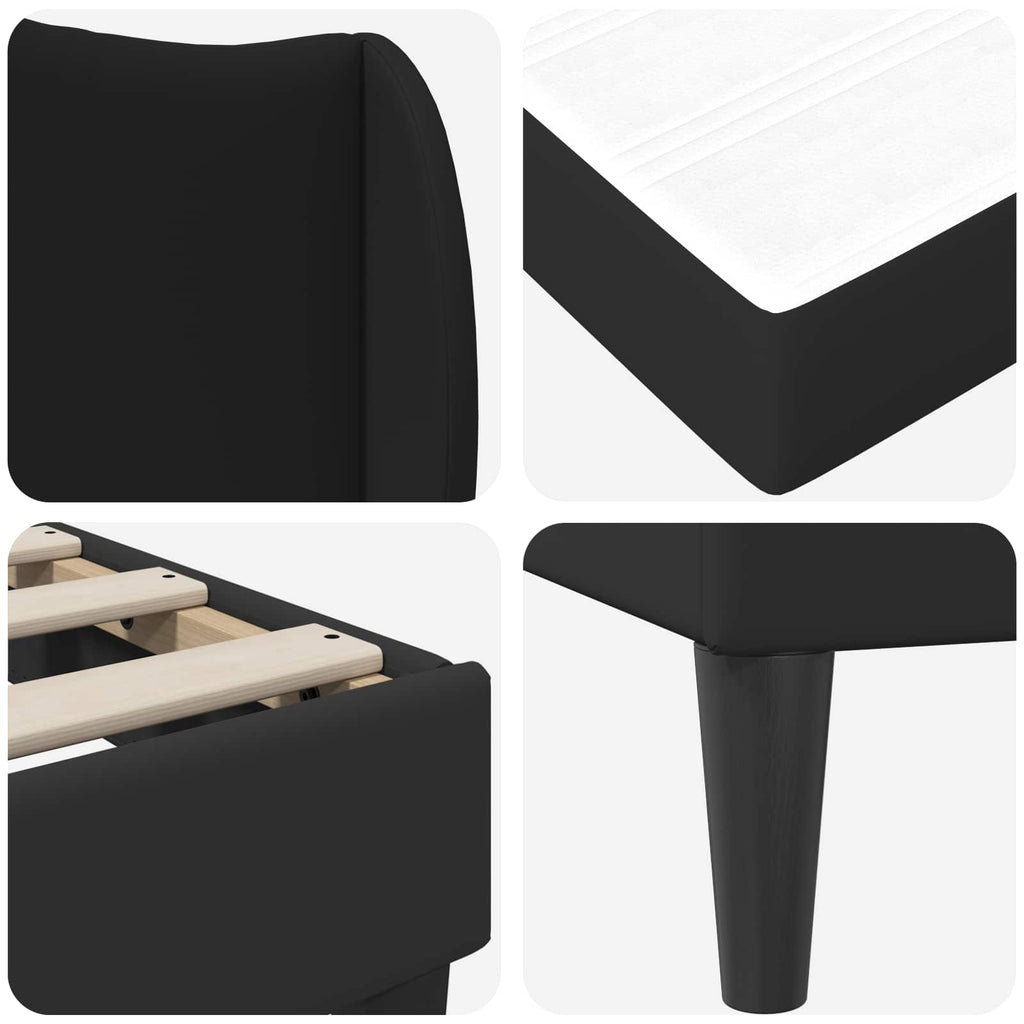 Estructura de cama Negro 180 x 200 cm Cuero sintético