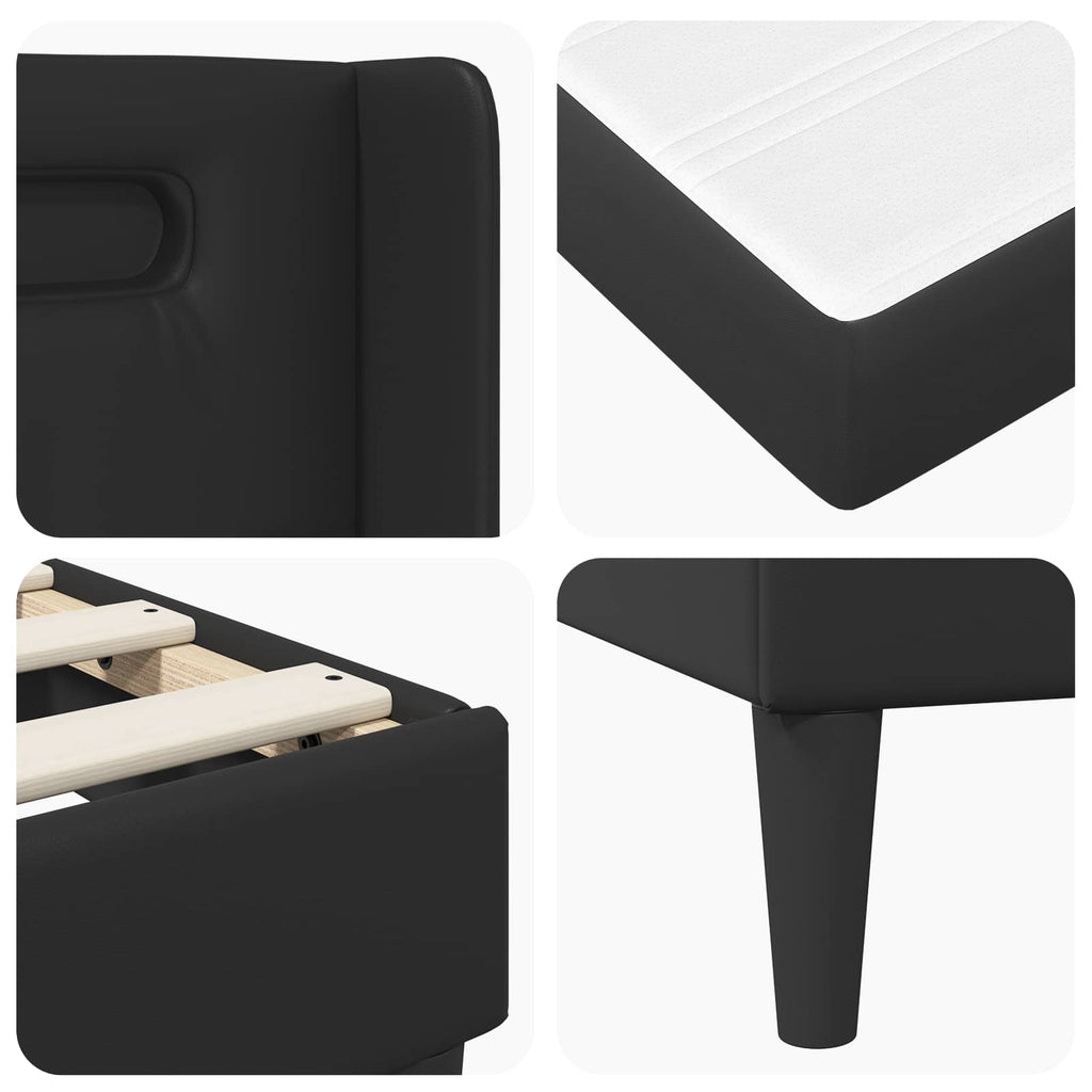 Estructura de cama con colchón con tiras LED Negro 180 x 200 cm