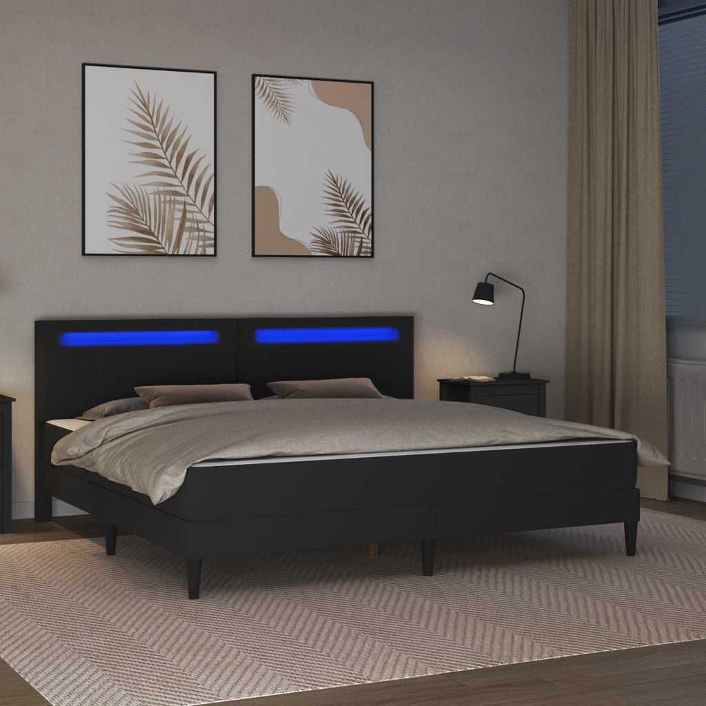 Estructura de cama con colchón con tiras LED Negro 180 x 200 cm