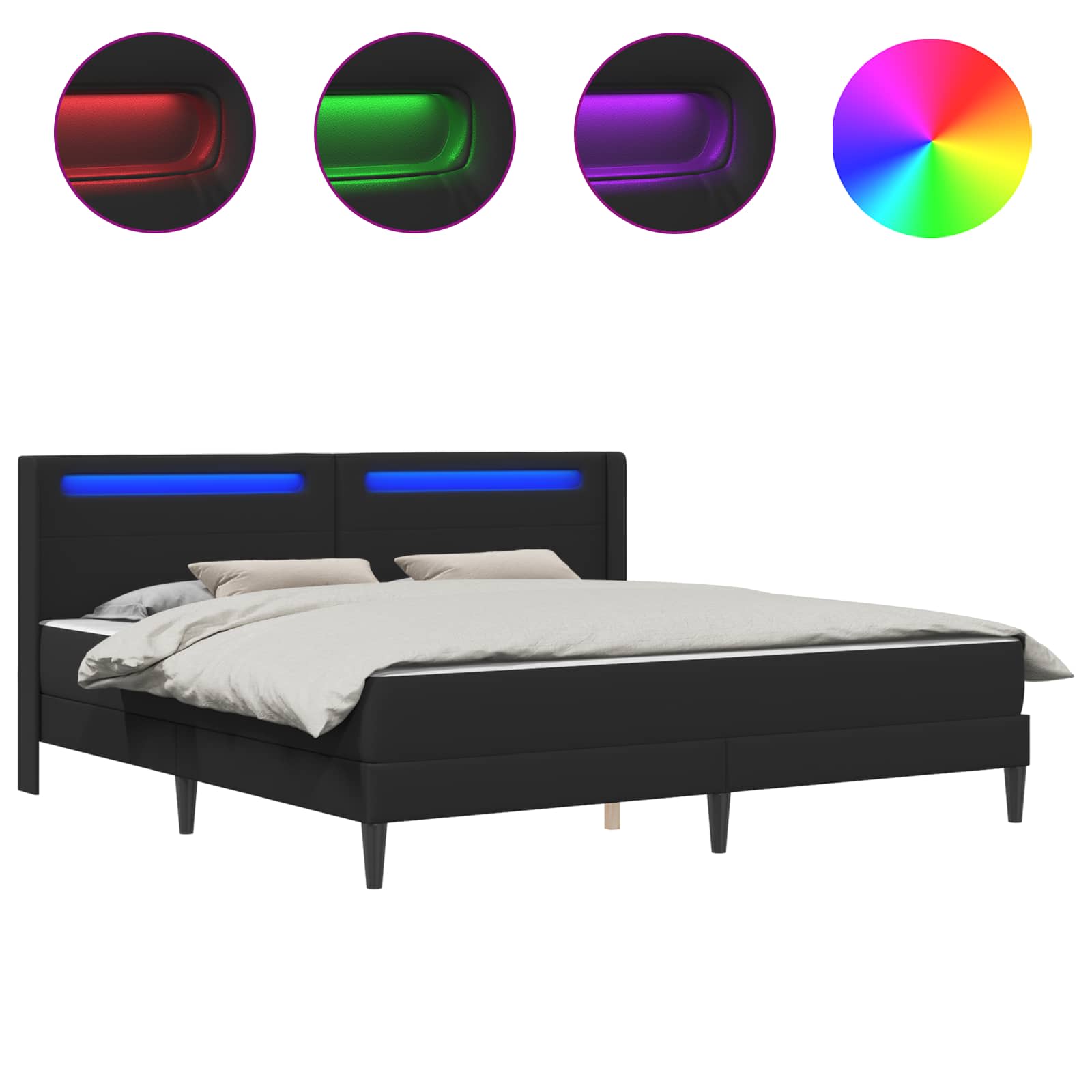 Estructura de cama con colchón con tiras LED Negro 180 x 200 cm