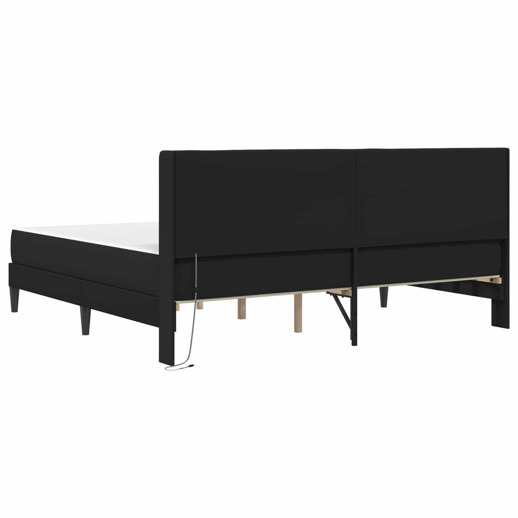 Estructura de cama con colchón con tiras LED Negro 180 x 200 cm