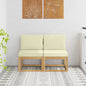 2-Piece Solid Acacia Wood Outdoor Middle Sofa