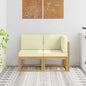 2-Piece Solid Acacia Wood Outdoor Middle Sofa