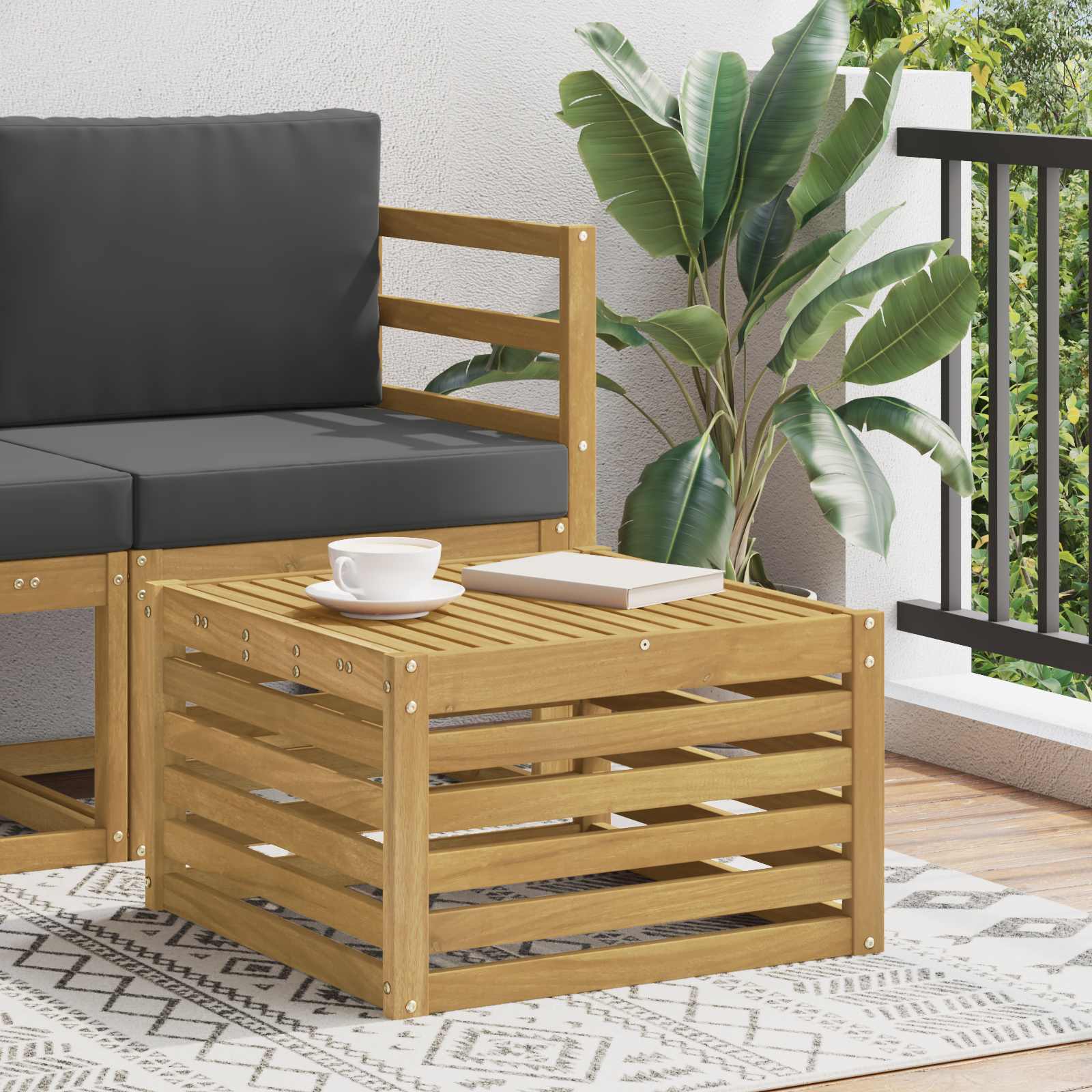 2 Pieza Sofá intermedio de exterior Madera de Acacia Sólida