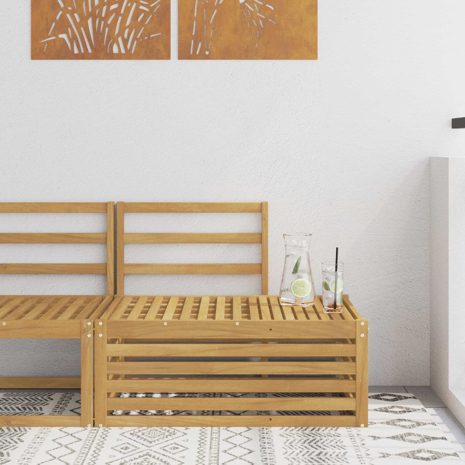 2 Pieza Sofá intermedio de exterior Madera de Acacia Sólida