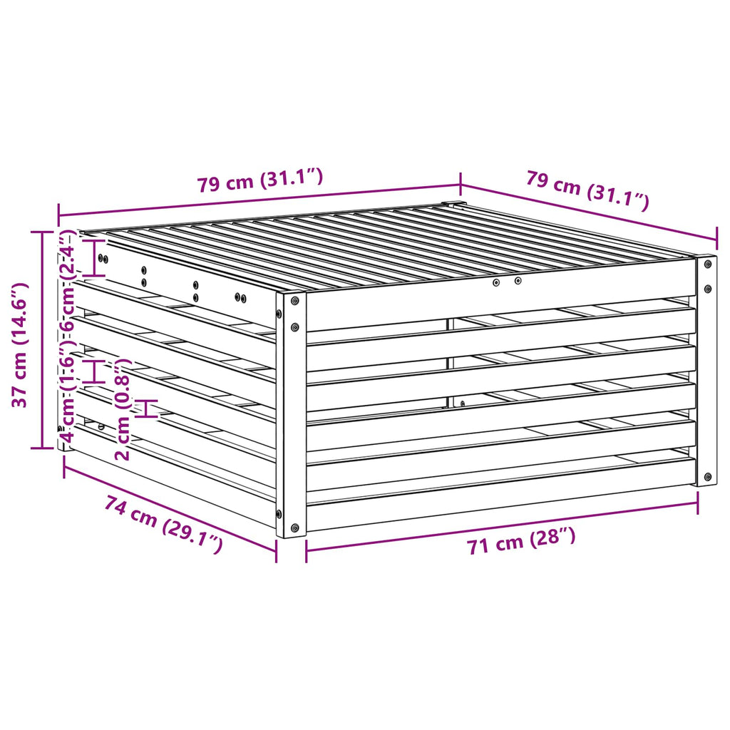 Mesa de exterior Madera de Acacia Sólida Blanco 79 x 79 x 37 cm