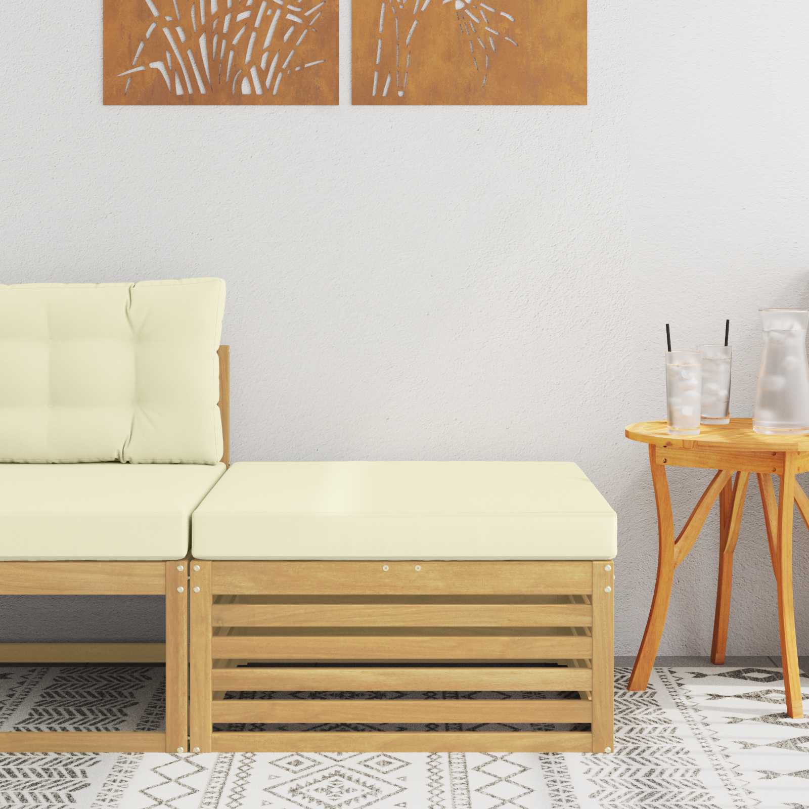 Mesa de exterior Madera de Acacia Sólida Blanco 79 x 79 x 37 cm
